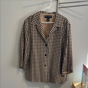 SilkLand Women's Houndstooth Blazer - Black and Tan